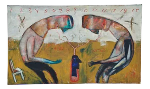 Large Oil on Canvas in the Style of Jean-Michel Basquiat