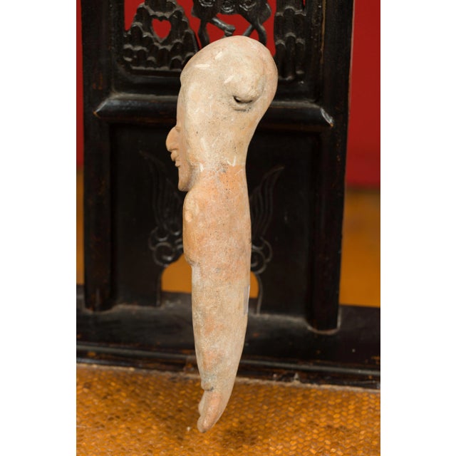 Petite Chinese Early Qing Dynasty Red Sand Figurine from the 17th Century For Sale - Image 10 of 12