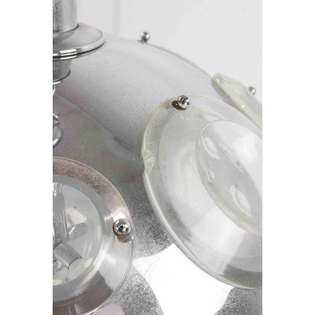1970s Vintage Chromed Metal and Glass Pendant Lamp by Oscar Torlasco, 1970s For Sale - Image 5 of 8