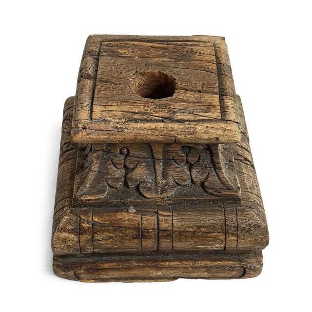 Indian Antique Indian Column Base Candle Stand For Sale - Image 3 of 3