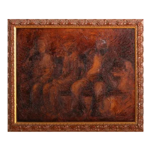 Faceless Figures on a Bench