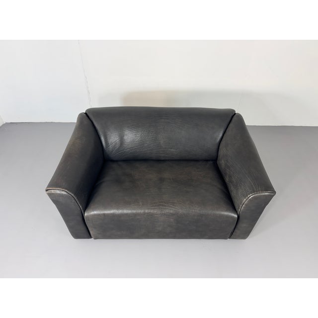 Animal Skin DS 47 Buffalo Leather Grey Sofa Two-Seater from De Sede, 1980s For Sale - Image 7 of 14