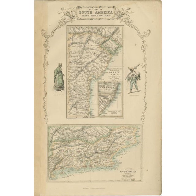 Antique Map of the Brazilian Coast with Rio De Janeiro Province, 1860 For Sale - Image 3 of 8
