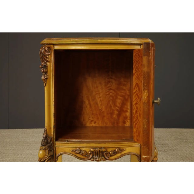 Antique Louis XVI French Provincial Figured Maple Cabinet Nightstands, C. 1920s For Sale - Image 9 of 17