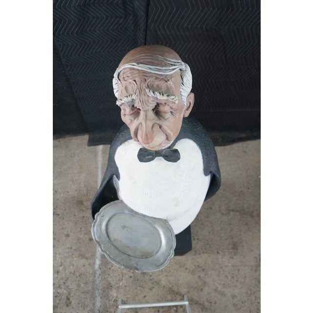 Sculpture Materials Jack Dowd 1996 Life Size Penguin Butler Dumb Waiter Hydrocal Sculpture 64" For Sale - Image 7 of 17