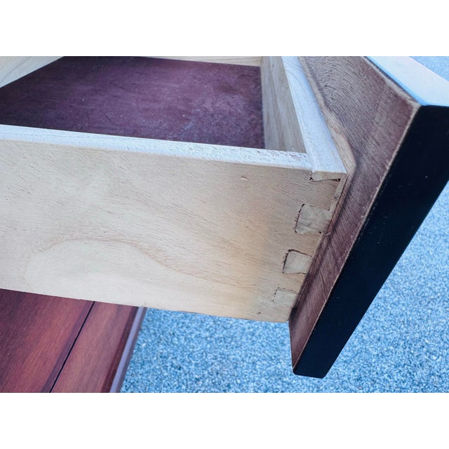 Brown Pair of Three Drawer Brown Finished Wood Nightstands For Sale - Image 8 of 8