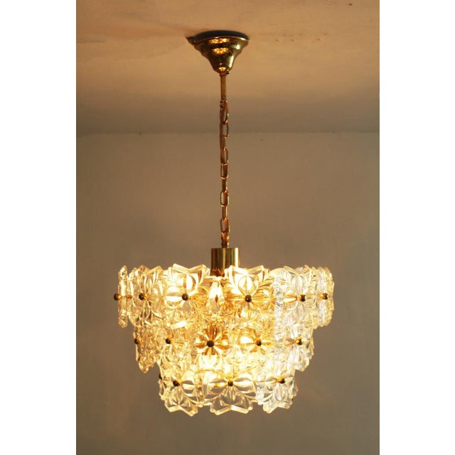 Hillebrand lighting chandlier chandelier germany 1960s gold-plated brass and crystal glass a very rare model diameter 40cm...