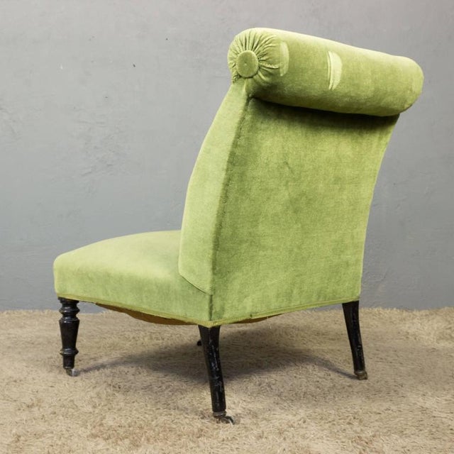 Napoleon III Slipper Chair in Green Velvet Chairish