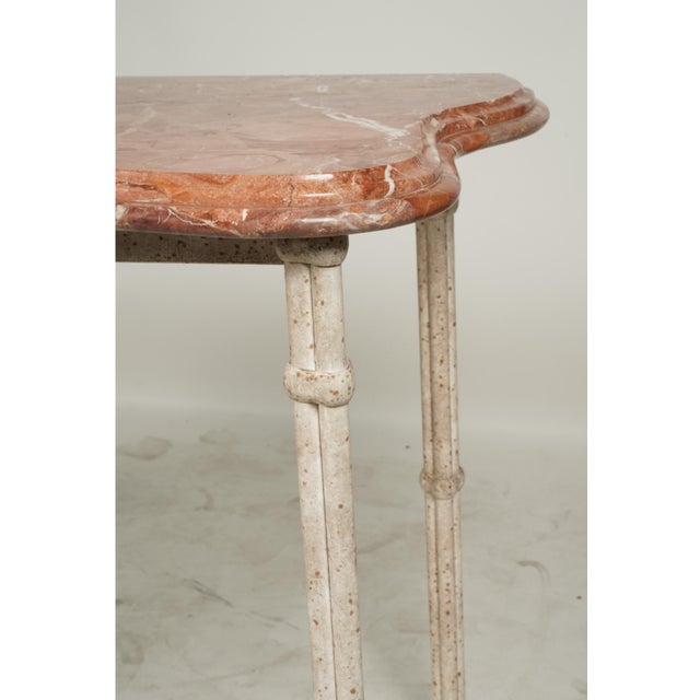 Vintage Red Marble Console Table With Iron Painted Faux Bamboo Base. Red marble was the most revered choice by the Kings...