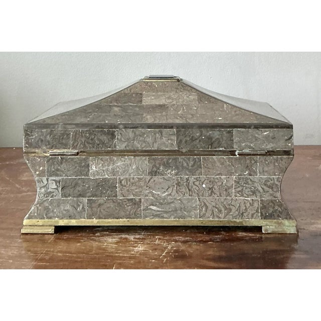Late 20th Century Vintage Boho Tessellated Stone Box For Sale - Image 5 of 12