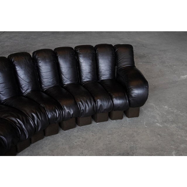 Ds600 Snake Sofa in Black Leather by Ueli Berger for de Sede, Switzerland, 1970s, Set of 19, in Good conditions. Designed...