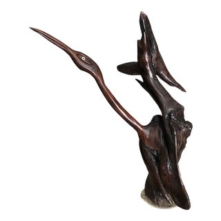 Vintage Mid-Century Abstract Driftwood Bird Sculpture For Sale