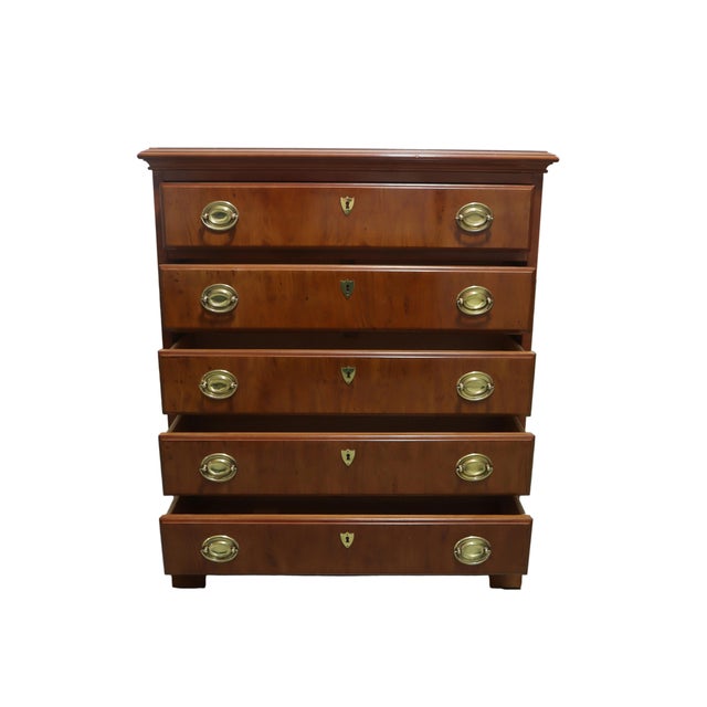 This stunning and sturdy Drexel Heritage solid yew dresser features five drawers with elegant oval brass handles and...