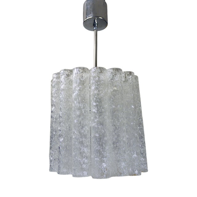 German Murano Glass and Chrome Pendant Lamp from Doria Leuchten, 1960s For Sale