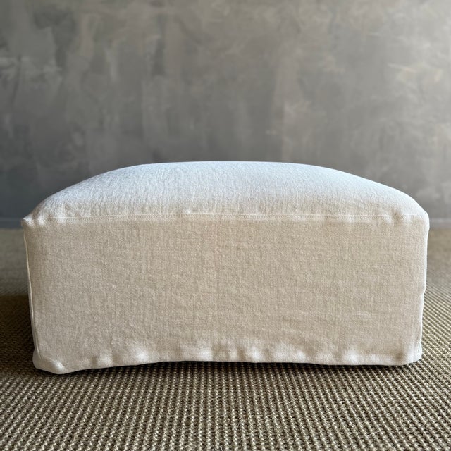 Textile Ans Belgian Pouf Ottoman For Sale - Image 7 of 10