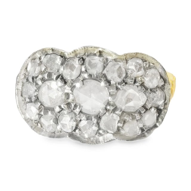 Elegant 14K Yellow Gold Diamond Ring featuring 19 old miner cut diamonds 0.8 carats total, showcasing vintage charm and...