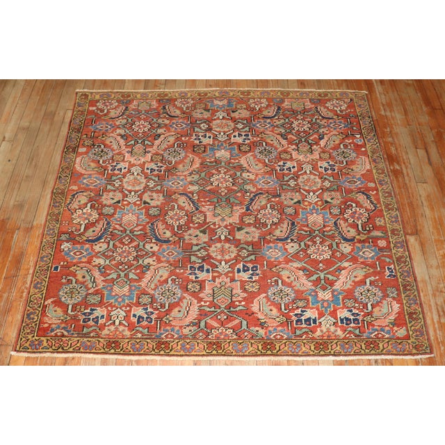 Zabihi Collection Antique Persian Heriz Square Rug - 4'10" x 5'4" For Sale In New York - Image 6 of 7