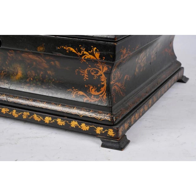 Chinoiserie Antique Black Chinoiserie Decorated Jewelry Box For Sale - Image 3 of 7