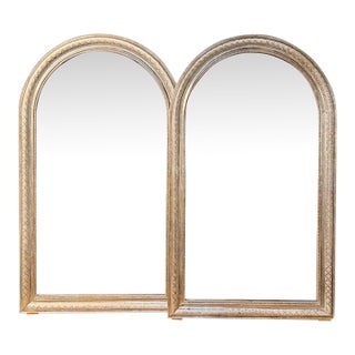 Gorgeous Pair of Silver Louis Philippe Mirrors With Arch Top For Sale