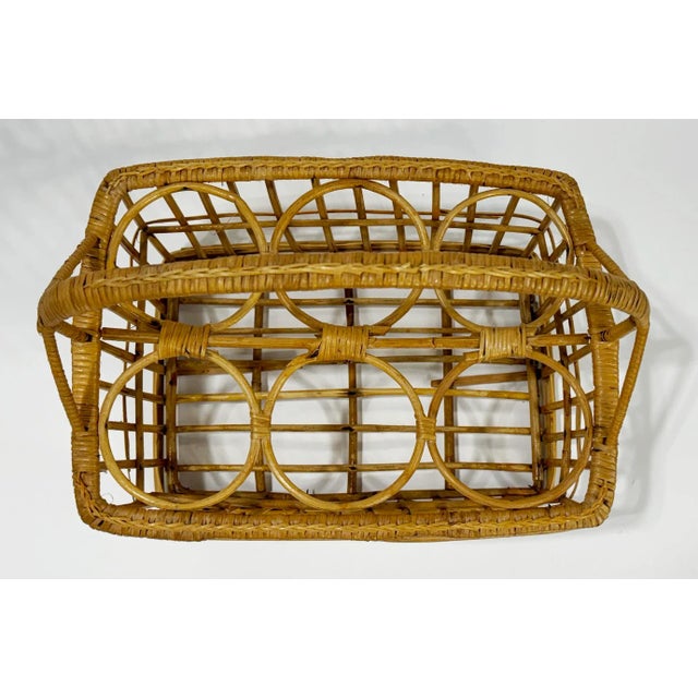 Late 20th Century Vintage Woven Rattan Glass or Bottle Caddy For Sale - Image 5 of 7
