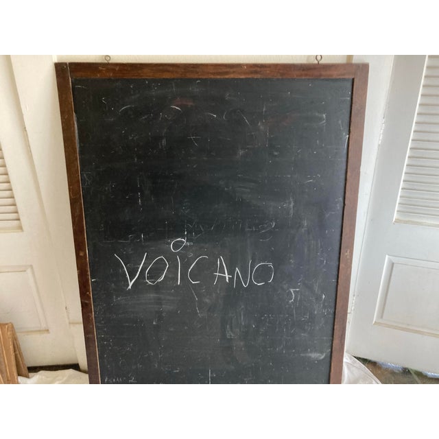 Early 20th Century Schoolroom Black Slate Chalkboard Double Sided Trimmed in Brown Oak With Two Screw Hangers For Sale - Image 9 of 10