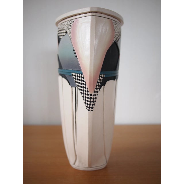 Mid-Century Modern Vintage Abstract Postmodern Ceramic Vase by Nancy April For Sale - Image 3 of 9