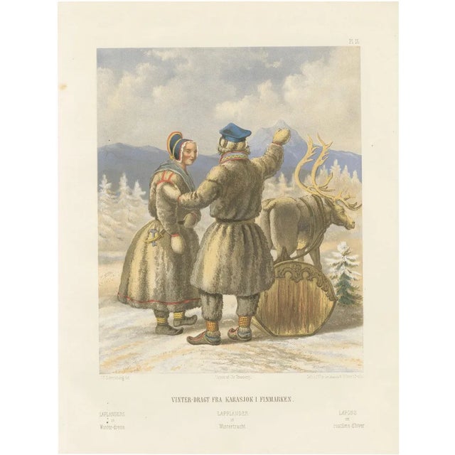 After Eckersberg, Sámi Winter Dress, Karasjok, Northern Norway Traditional Arctic Clothing, 1860, Print For Sale