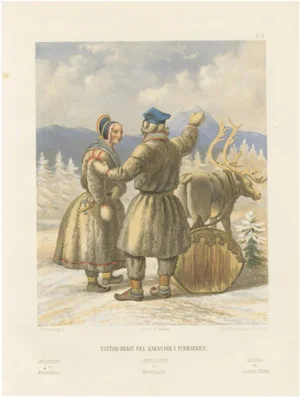 After Eckersberg, Sámi Winter Dress, Karasjok, Northern Norway Traditional Arctic Clothing, 1860, Print