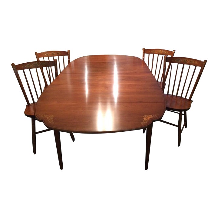 1970s Vintage Hitchcock Drop Leaf Harvest Dining Table and 4 Chairs Chairish