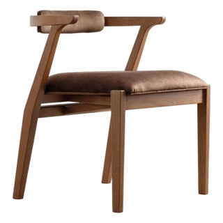 Modern Style Ash Solid Wood Dining Chair in Brown Color For Sale