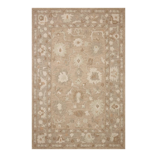 Chris Loves Julia x Loloi Dorothea Khaki / Dove 7'-9" x 9'-9" Area Rug For Sale