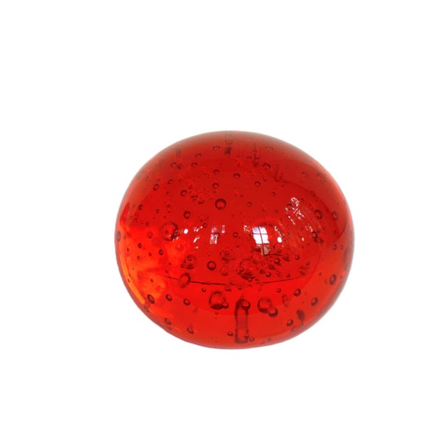 Pop Art Handblown Red Glass Paperweight 3" For Sale - Image 3 of 6