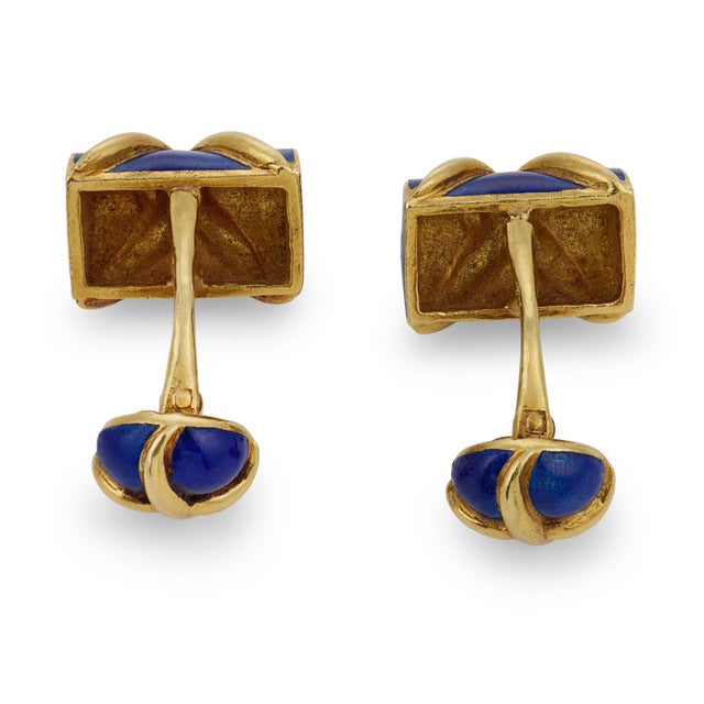 1980s Pair of Tiffany & Co. Schlumberger 18k Yellow Gold Enamel Cufflinks For Sale In Los Angeles - Image 6 of 7
