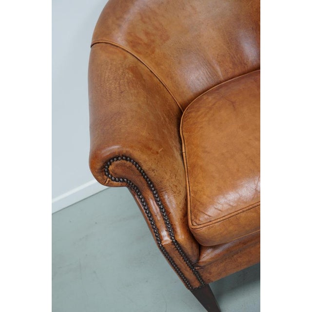 Brown Vintage Dutch Cognac Colored Leather Club Chair For Sale - Image 8 of 16