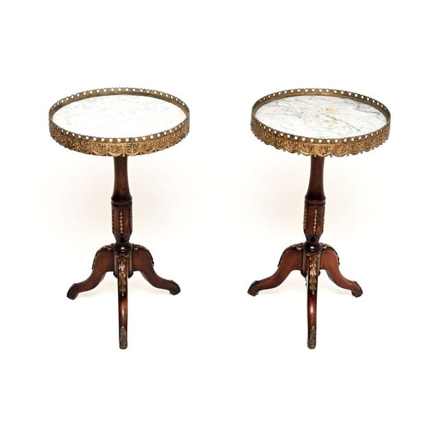 Antique French Marble Top Wine Tables, 1930, Set of 2 For Sale - Image 9 of 9