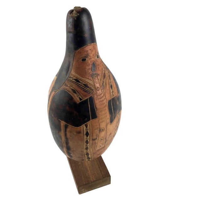 Vintage Artisan Painted Wood Gourd Statue For Sale - Image 9 of 9