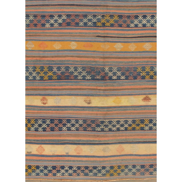 This vintage Turkish flatweave Kilim, hand-woven in the 1940s, showcases a simplicity and boldness that lends itself to...