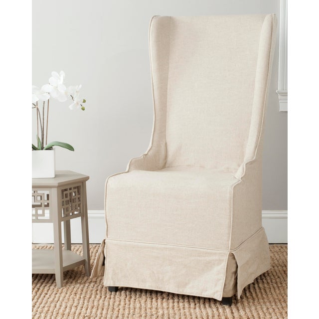20''H Linen Dining Chair in Natural Cream & Cherry Mahogany For Sale - Image 9 of 11