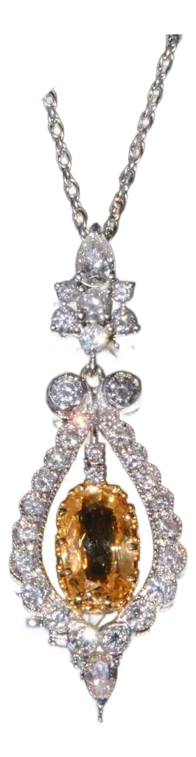 GIA Natural 4.54Cts VS F Diamond No Heat Sapphire 18K Solid Gold Pendant