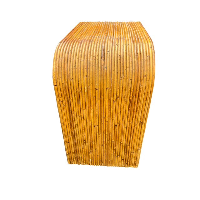 Wood Vintage Rattan Wicker Wrapped Waterfall Table in Pencil Reed Gabriella Crespi Styles For Sale - Image 7 of 10
