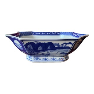 Chinese Export Blue and White Canton Porcelain Bowl For Sale
