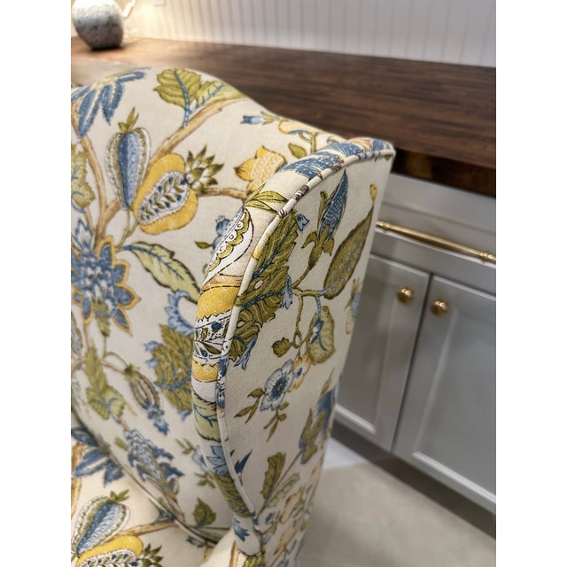 2000 - 2009 c.r. Laine Pair of Traditional Botanical Wingback Chairs, Original Upholstery, 2008 For Sale - Image 5 of 12