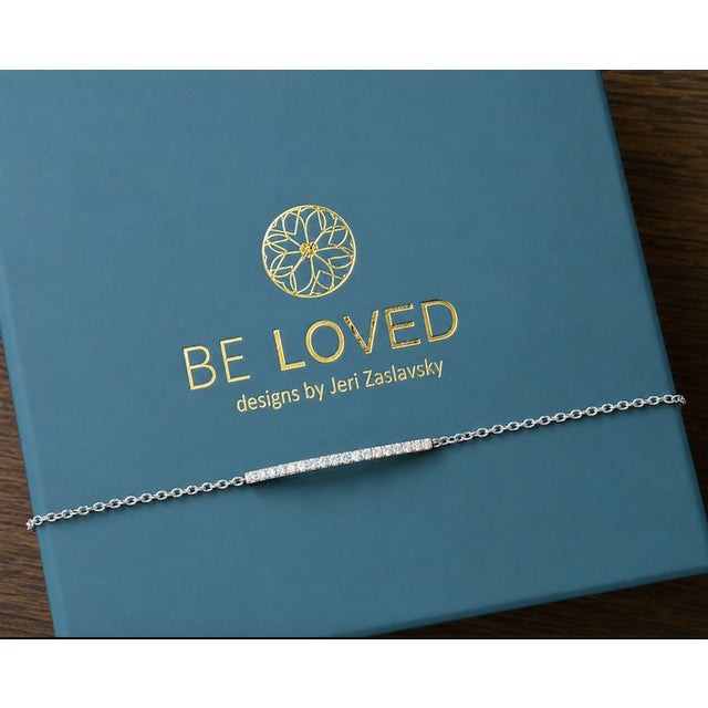 Contemporary Curated Diamond Bracelet Stack – Rhodium Plated Sterling Silver Pavé Diamond Hamsa, Diamond Bar & Three-Station Bracelet Set - Brand New, Never Worn For Sale - Image 3 of 5