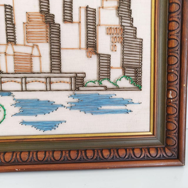 Mid-Century Modern 1970s City Skyline Nail and String Art For Sale - Image 3 of 10