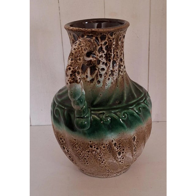 Vintage Beige-Brown-Green Glazed Ceramic Jug Vase from Carstens, 1970s, in Very Good conditions. Designed 1970 to 1979...