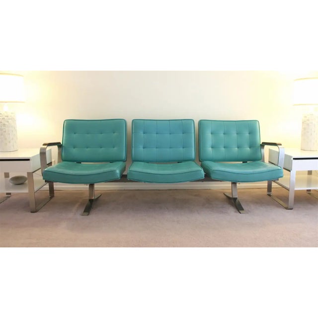 Mid-Century Modern Heavy Steel Airport Tandem Sofa, Circa 1950s For Sale - Image 17 of 18