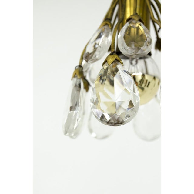 Brass Pendant Light with Crystal For Sale - Image 4 of 7