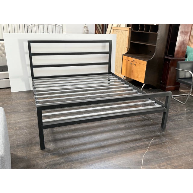 Minimalism California King Room & Board Parsons Bed Frame, Natural Steel For Sale - Image 3 of 12