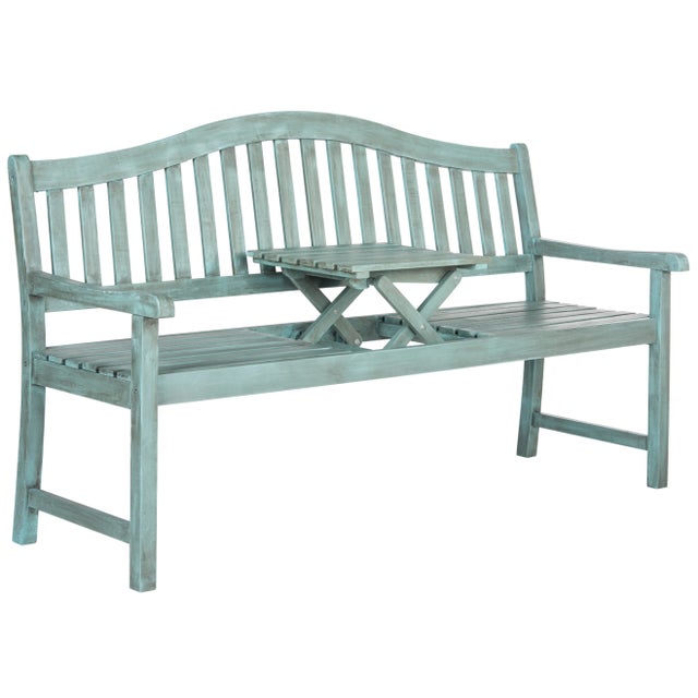 Modern Stevens Bench in Beach House Blue For Sale - Image 3 of 3