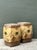 This exquisite pair of vintage glazed ceramic stools features a captivating Anglo-Indian motif, blending Chinoiserie...